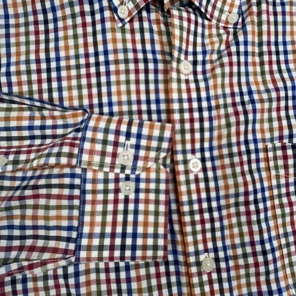 Alan Flusser Button Up Shirt Adult XL Cotton Casual Mens Check Colorful - Picture 7 of 8